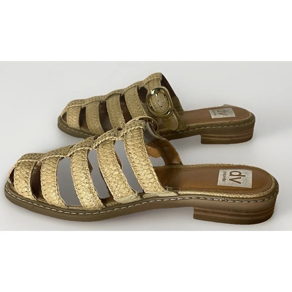 DV by Dolce Vita Fyona Fisherman Sandals Women Sz 8 Woven & Gold Buckle NWOB - Picture 6 of 12